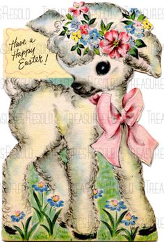 a happy easter card with a poodle wearing a flower crown