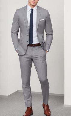 Mens Graduation Outfit, Grey Suit Men Combination, Bootcut Outfit, Business Casual Attire For Men, Men Models, Smart Attire, Terno Slim, Gents Kurta Design