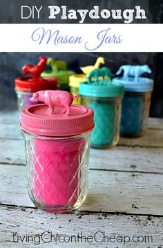 mason jar crafts for kids to make with playdough