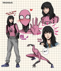 the character sheet for spider - man and his girl friend, which appears to be drawn by