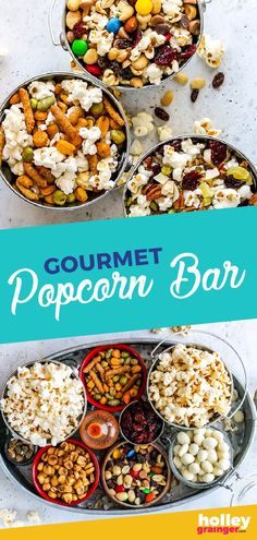 the gourmet popcorn bar is ready to be eaten