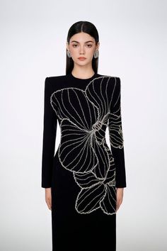 Orchid Pattern, Tailoring Techniques, The Orchid, Ankle Length Dress, Full Dress, Square Neck Dress, Crepe Fabric, Intricate Design, Independent Designers Fashion