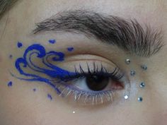 hop 合 skzhop hiptape stray kids skz walkin on water inspired eye makeup look blue graphic liner rhinestones glitter editorial creative inspo Blue Graphic Liner, Makeup Look Blue, Blue Graphic, Korean Traditional, Wave Design