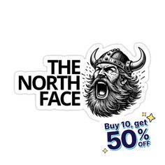 the north face sticker with an image of a viking