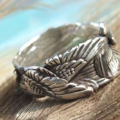 Gathered Wings Silver band, cute! Angel Wings Ring, Wings Ring, Angel Wing Ring, Angel Wings Jewelry, Unique Silver Jewelry, Wing Jewelry, Handmade Sterling Silver Rings, Celtic Tattoos, Memorial Tattoos