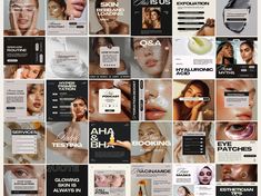 a collage of photos with different types of skin care products