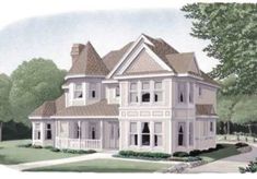 this is an artist's rendering of the victorian style house plans for older homes