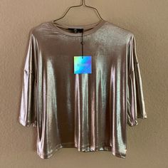 Champagne Gold Metallic Colored T-Shirt. Prefect For New Years. Brand New With Tags. Never Worn. Us Size 4. The Fit Is Slightly Over Sized. Gold Champagne, Gold Cream, Over Sized, Cream And Gold, Champagne Gold, Gold Metal, Champagne, Checks, Size 4