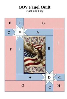 an american flag with the words q ov panel quilt and easy to read letters