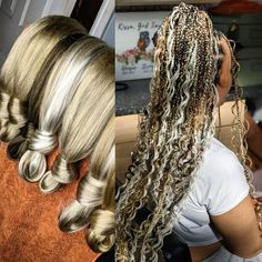 blond braid ideas color mix ideas braids black girl hair inspo Brown Blonde Black Braids, Blonde Mix Braids Black Women, Mixed Hair Braids, Blonde Ombre Box Braids, Black And Blonde Goddess Braids, Black And Blonde Boho Braids, Black And Silver Braids, Ash Blonde Knotless Braids, Blonde Mix Braids