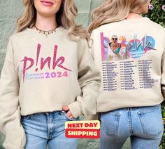 P!nk Pink Singer Summer Carnival 2024 Tour Sweatshirt, Pink Fan Lovers Shirt, Music Trustfall Album Hoodie ,Concert 2024 P!nk Sweatshirt Printed on the high-quality Gildan 18000 Sweatshirt and Gildan 18500 Hoodie, this design features a discreet yet meaningful pocket detail with three vibrant hearts. Product Features: Fabric: 50% cotton and 50% polyester blend for a soft and durable feel Fit: Unisex, providing a relaxed and comfortable fit for everyone Sizes: Available in S, M, L, XL, 2XL, and 3XL Important Notes: Color Options: Due to Etsy's listing limitations, we can only display a limited number of colors. If you are interested in additional color options, please contact us directly, and we will be happy to provide more choices. Shipping Address: Please ensure that your shipping addres Pink Band Merch Top For Fall, Pink Cotton Sweatshirt For Fan Merchandise, Pink Band Merch Sweatshirt With Letter Print, P!nk Concert Shirt Ideas, Pink Summer Vacation Sweatshirt, Pink Summer Concert T-shirt, Pink Long Sleeve Band Merch Sweatshirt, Concert Pink, P!nk Shirt