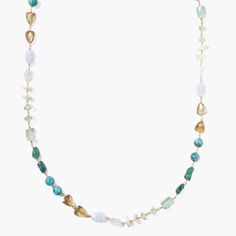 NKL-GPL Mave Necklace Turquoise Mix Delicate Gold Chain, Jewelry Post, Necklace Turquoise, Stacked Jewelry, Fabric Beads, Blue Lace Agate, Long Pendant, Beads And Wire, Single Earring