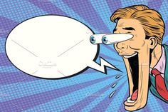 a man with an open mouth and speech bubble in pop art comic book style illustration