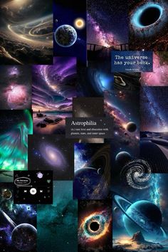 an image of many different planets in the sky