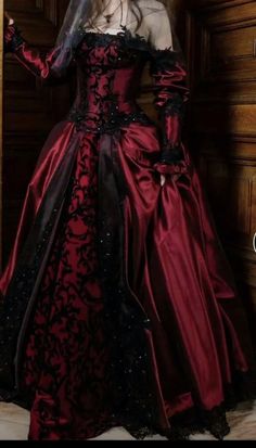 Gothcore Pink, Burgundy Ball Gown, Burgundy Wedding Dress, Vampire Ball, Vampire Dress, Elizabeth Bathory, Gothic Dresses, Goth Clothes