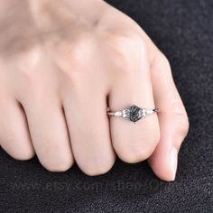 This is a Black Rutilated Quartz engagement ring in solid gold,about 6x6mm Hexagon. The accent stones are round 1.5mm and marqueise 2x4mm moissanites.925 sterling silver ring with side Simulated Diamonds.It can be made in any ring size. However please contact me to custom make it to a special big or small size.It can be made in white gold,rose gold or yellow gold with 14k or 18k. However for some people who are nickel allergic,I can also make it to 925 sterling silver to make you can wear it.The Anniversary Jewelry With Diamond Accents In Stainless Steel, Stainless Steel Jewelry With Diamond Accents As Gift, Gift Jewelry With Diamond Accents In Stainless Steel, Gift Stainless Steel Jewelry With Diamond Accents, Diamond White Stainless Steel Jewelry With Diamond Accents, Diamond White Jewelry With Diamond Accents In Stainless Steel, Delicate Diamond White Ring Jewelry, Delicate Diamond White Ring, Elegant Rose Cut Diamond Jewelry For Promise