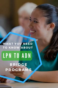 a woman smiling and looking at her laptop with the words what you need to know about lpn to adn bridge programs