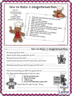 the gingerbread man worksheet with instructions