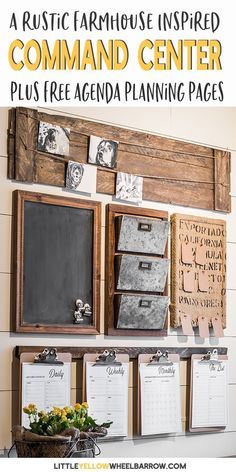 a rustic farmhouse inspired command center plus free agenda planning pages