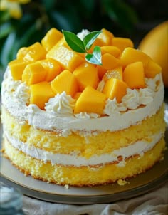 Mango Cream Cake, Mango Chiffon Cake, Mango Cakes, Cake Mango, Mango Dessert, Mango Cake, Fruit Dessert Recipes, Tasty Baking, Just Cakes