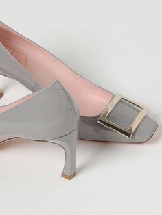 Pumps ROGER VIVIER Woman color Grey Roger Vivier Shoes, Grey Pumps, Roger Vivier, Italian Fashion Designers, Italian Fashion, Woman Colour, Pump Shoes, Women's Pumps, Leather Heels