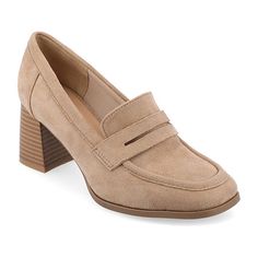 Introducing the Malleah heeled loafer by Journee - perfect for a polished and sophisticated look at the office. With a 2 1/2-inch block heel, these shoes will elevate your outfit while providing added comfort from the 4 mm tru comfort foam insole. Made with high-quality vegan leather and featuring a square-toe design, these loafers are both stylish and effortless.Features: ComfortClosure Type: Slip-OnFootwear Technology: Memory Foam InsoleShoe Heel Height: 2 1/2 InchesUpper/Outer Base Material: 100% PolyurethaneShoe Lining Material: FabricSole Material Content: 100% PolyurethaneToe Type: Square Toe, Closed ToeHeel Style: Stacked HeelCountry of Origin: Imported Block Heel Loafers, Loafer Style, Loafers Style, Penny Loafer, Shoes Heels Pumps, Journee Collection, Heeled Loafers, Heel Pumps, Penny Loafers