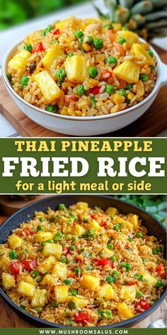 Take your meatless meal on a tropical adventure with this Thai Pineapple Fried Rice! Bursting with sweet, savory, and spicy flavors, this quick and easy dish is perfect as a light meal or flavorful side. Made with fresh pineapple, veggies, and aromatic spices, it's a must-try! Ready in minutes—give it a try and bring a taste of Thailand to your table! Thai Pineapple Fried Rice, Pineapple Fried Rice Recipe, Tropical Adventure