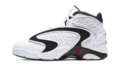 The Jordan Women’s OG “White/Black” is a retro of the late-90s silhouette that was inspired by and made for women basketball players. Debuting during Jordan Brand’s second year in 1998, the high-top was the brand’s first-ever women’s silhouette. The model borrows from the Air Jordan 13’s dotted leather upper and toe box. The tonal leather base is contrasted by wavy black mesh accenting. True-to-original embroidered Jumpman branding can be found on the heel with a black embroidered “W” graphic pl Women Basketball Players, Sepatu Air Jordan, Red Basketball Shoes, Womens Air Jordans, Jordans Women, Jordan 13, Jordan Retro, Stylish Sneakers, Saucony Sneaker