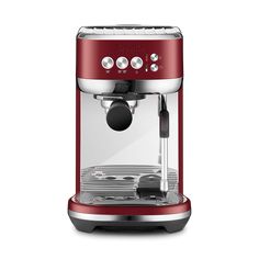 a red espresso machine on a white background