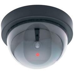 an image of a security camera that is on the ceiling with red light in front of it