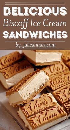 delicious biscoff ice cream sandwiches with text overlay