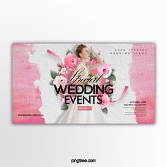 a wedding event banner with pink flowers