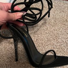 Black Suede Rhinestone Heel Fits True To Size Brand New Fashion Nova Black Sparkly Heels Prom Shoes, Black Diamond Heels, Sparkly Heels Prom, Black Rhinestone Heels, Emerald Green Heels, Fashion Nova Heels, Black Sparkly Heels, White Heels Wedding, Clear Pumps