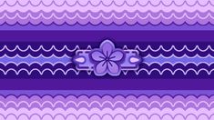 a purple and blue striped background with an abstract flower on the center, surrounded by wavy lines