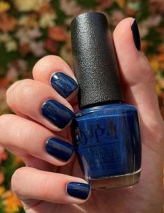 25+ Winter Nail Colours To Cheer You Up This Season - Opi Midnight Mantra, Opi Navy Blue Polish, Midnight Mantra Opi, Opi Blue Colors, January 2024 Nail Colors, Opi Blue Nail Polish, Midnight Blue Nails, Winter Nail Polish Colors