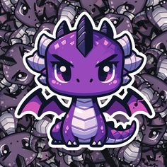 Chibi Purple Dragon Sticker - Turbo Vinyl Kawaii Dragon Art, Purple Anime Stickers, Dragon Art Purple, Black And Purple Dragon Art, Cute Dragon Stickers, Chibi Dragon, Fairy Drawings, Green Screen Video Backgrounds, Cute Dragons