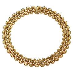 This fabulous authentic vintage Cartier collar necklace features 4 rows of geometric links crafted in 18k yellow gold. Made in France circa 1990s. Measurements: 0.78" (20mm) width, 15.75" (40cm) length. Comes with original box and paperwork. Luxury Timeless Cartier Necklaces, Luxury Gold Cartier Diamond Necklace, Cartier Necklace, Herringbone Necklace, Cartier Jewelry, Gorgeous Jewelry, Gold Jewelry Fashion, Link Necklace, Collar Necklace