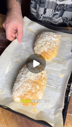 two loaves of bread sitting on top of a sheet of wax paper with the words how easy do