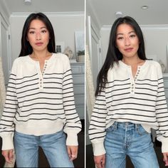 How to tuck a chunky knit sweater French Tuck Sweater, Tuck Sweater, Front Tuck Shirt, Create Capsule Wardrobe, Striped Sweater Outfit, French Tuck, Fall And Winter Outfits, Tuck Dress, Knit Sweater Outfit