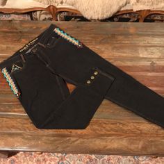 Double D Ranch Pant Stretchy! Sweet Embroidery, Beading And Buttons!!! Dark Navy Wash Gently Used. See Picture For Measurement. Open To Offers! Thanks! Anthropologie - Sundance - Tasha Polizzi Sweet Embroidery, Embroidery Beading, Tasha Polizzi, Double D Ranch, Dark Navy, Pant Jumpsuit, Beading, Anthropologie, Pants For Women