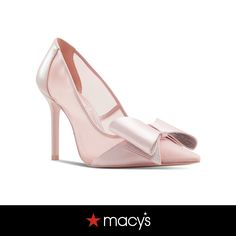 in stock Fitted Pink Heels With Bow, Pink Leather Heels With Bow, Pink Pointed Toe Heels With Bow Straps, Barbie Heels Aldo, Pink Chic Slingback Pumps With 4-inch Heel, Bridal Wedges, Wedding Slippers, Bow Pumps, Pink Pumps