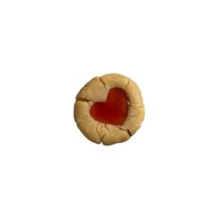 a heart shaped cookie with ketchup on it