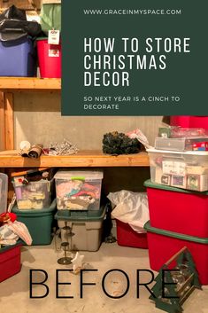 christmas decor with the words how to store christmas decorations