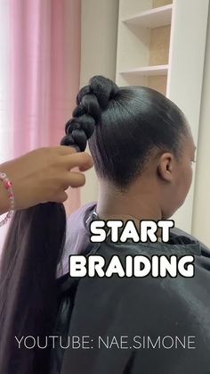 Braided Ponytail Hairstyles High, How To Put Braids In A Ponytail, Braided Ponytail On Natural Hair, Protective Hairstyles Ponytail, Braided Ponytail Diy, Braided Pony Tailed Hairstyle Black Women, Easy Braid Ponytail, Poodle Ponytail Hairstyle, Braids And Ponytails For Black Hair