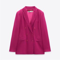 Zara Fuchsia Viscose Blend Flow Blazer. Size Xl. Questions? Leave A Comment Below! Classic Pink Winter Blazer, Elegant Pink Zara Outerwear, Zara Pink Blazer For Fall, Burgundy Velvet Blazer, Zara Australia, Cropped Blazer Jacket, Plaid Suit, Houndstooth Blazer, Cropped Blazer