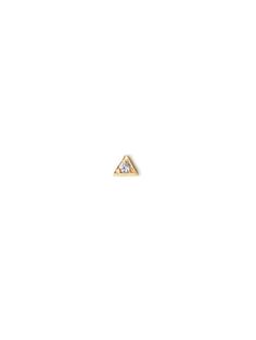 Delicately mounted on a gold post is a dazzling diamond encrusted in a dainty triangle setting. These Art-Deco inspired micro studs are the ideal layering staple. Details Diamond carat weight 0.06 Earring total width is approximately 3mm/ 1/8'' wide 14K yellow Gold