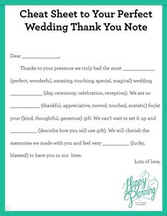 a wedding thank card for the bride