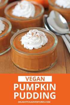 vegan pumpkin pudding with whipped cream on top