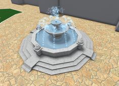 a fountain with water spewing out of it on top of a stone floor