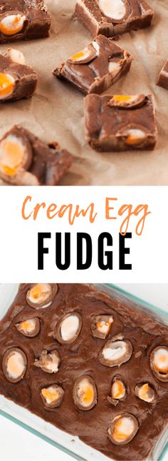 chocolate fudge with eggs in the middle and an image of ice cream on top